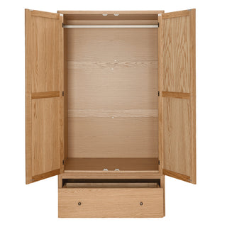 Reston Wooden Wardrobe With 2 Doors 1 Drawer In Oak