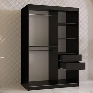 Rieti I Wooden Wardrobe 2 Sliding Doors 120cm In Black