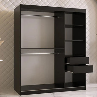 Rieti I Wooden Wardrobe 2 Sliding Doors 150cm In Black