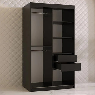 Rieti II Mirrored Wardrobe 2 Sliding Doors 100cm In Black