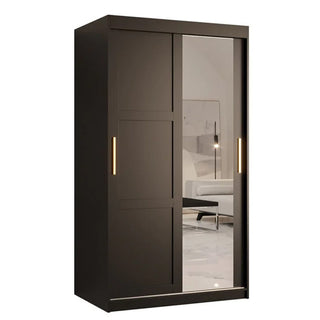 Rieti II Mirrored Wardrobe 2 Sliding Doors 100cm In Black