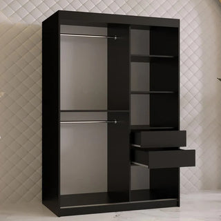 Rieti II Mirrored Wardrobe 2 Sliding Doors 120cm In Black