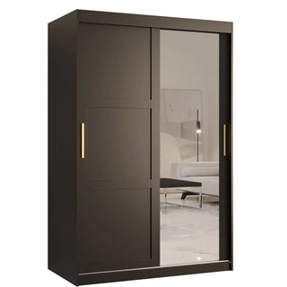 Rieti II Mirrored Wardrobe 2 Sliding Doors 120cm In Black