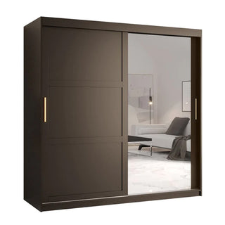 Rieti II Mirrored Wardrobe 2 Sliding Doors 180cm In Black