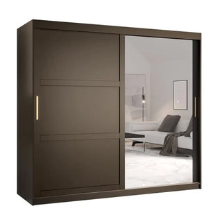 Rieti II Mirrored Wardrobe 2 Sliding Doors 200cm In Black