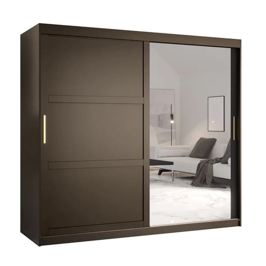 RIETI II 200cm black sliding wardrobe with one mirrored door