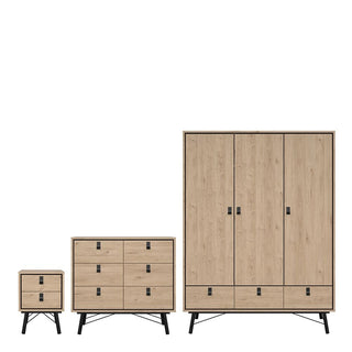Rynok Wooden Furniture Set With 3 Doors Wardrobe In Natural Oak