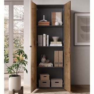Salta Tall Wooden Wardrobe With 2 Doors In Black And Pearl Oak