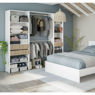Salvadoris 190cm Open Wardrobe with 3 Drawers - White & Oak Effect
