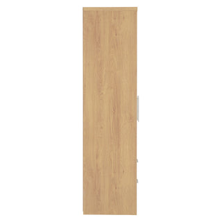 CHOICEWARDROBE Samaira 3 Door 2 Drawer Wardrobe – 111cm, White Gloss Front with Oak Effect Frame, Contemporary Bedroom Storage