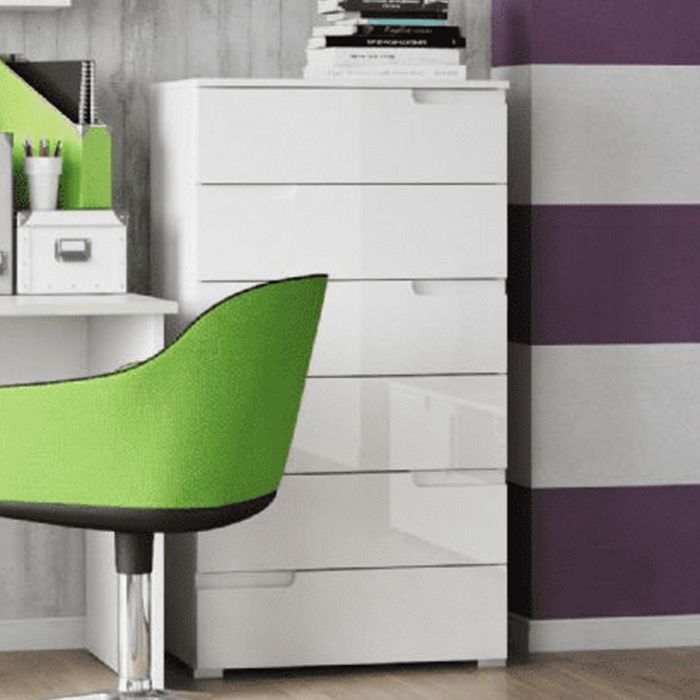 Sarnia 65.1cm 6-Drawer Tall Chest - White Gloss