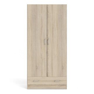 Scalia Wooden Wardrobe With 2 Doors 1 Drawer In Oak