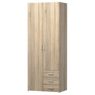 Scalia Wooden Wardrobe With 2 Doors 3 Drawers In Oak