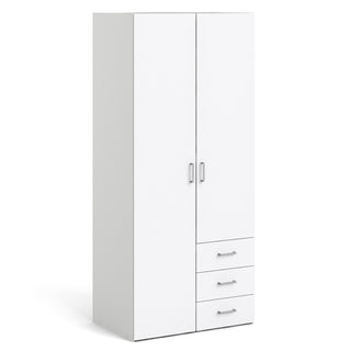 Scalia Wooden Small Wardrobe With 2 Doors 3 Drawers In White