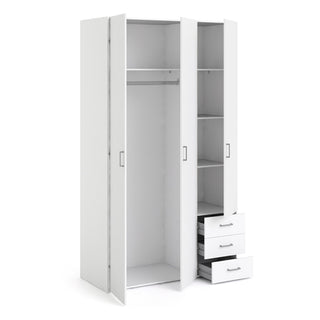 Scalia Wooden Wardrobe With 3 Doors 3 Drawers In White
