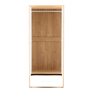 Samaira Wardrobe In White High Gloss With 2 Doors 1 Drawer