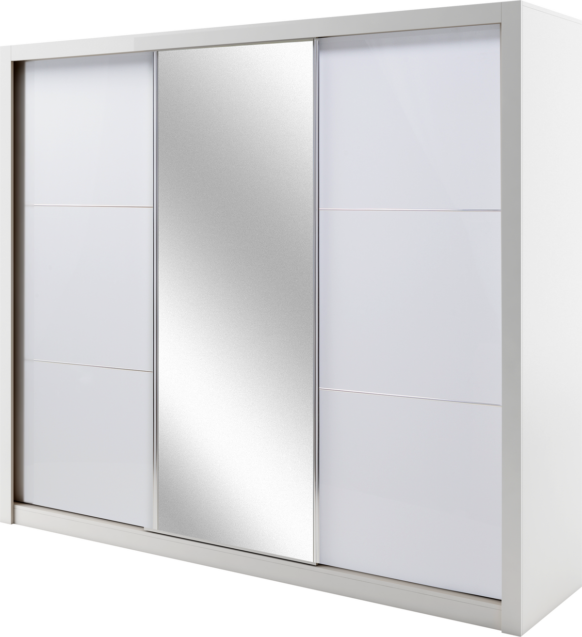 Siena 12 258cm 3-Door Mirrored Sliding Wardrobe with LED - White Gloss