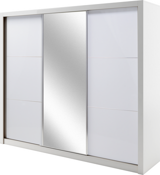 Siena 12 258cm 3-Door Mirrored Sliding Wardrobe with LED - White Gloss