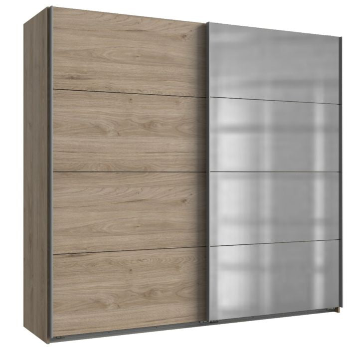 CHOICEWARDROBE AMBER two-door sliding wardrobe with oak effect and mirrored fronts.