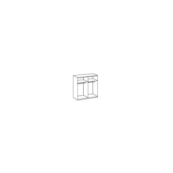 Line drawing of ANDORRA 180cm 2 door graphite and oak sliding wardrobe with internal shelves and rails.