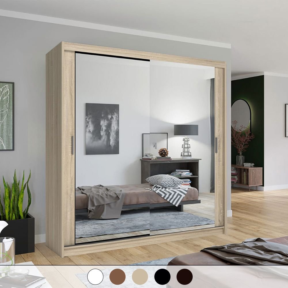 CHICAGO II 2 Door Oak Sliding Wardrobe with Mirrored Doors
