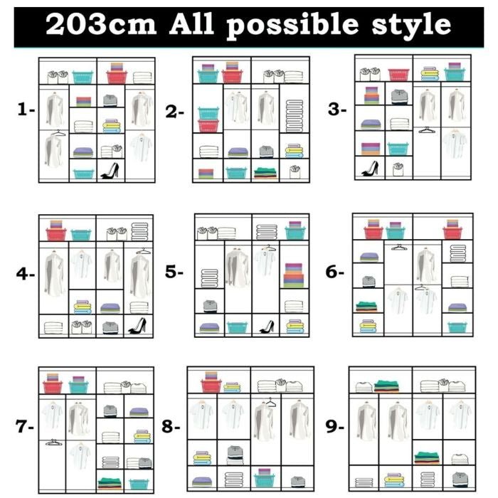 CHOICEWARDROBE CHICAGO II 203cm wardrobe internal layout options