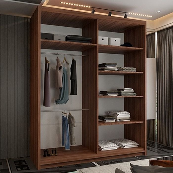 CHOICEWARDROBE Covina 150cm 2-door sliding wardrobe in walnut finish