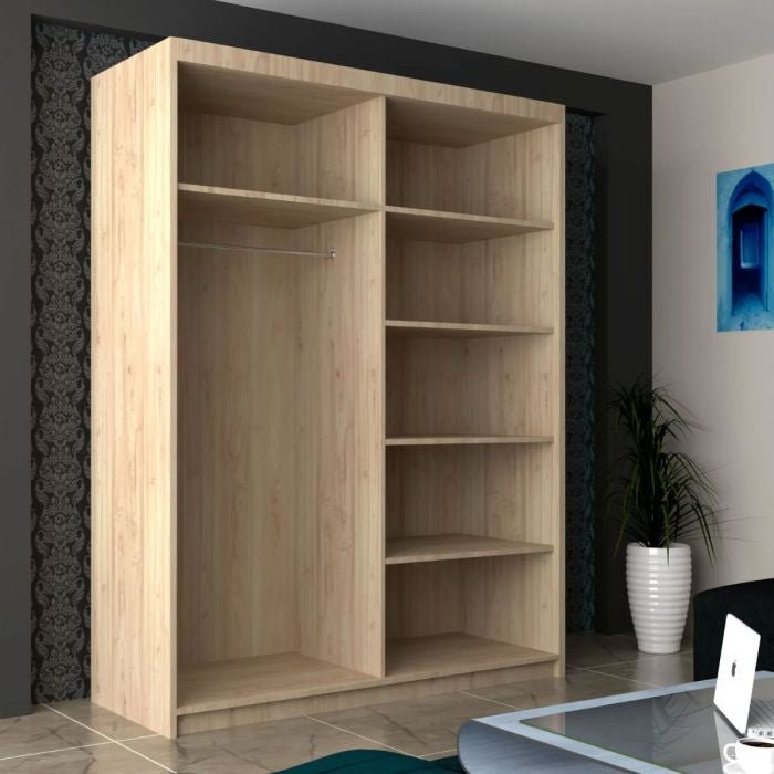 CHOICEWARDROBE Infinite 150cm sliding door wardrobe with oak finish and mirrored door