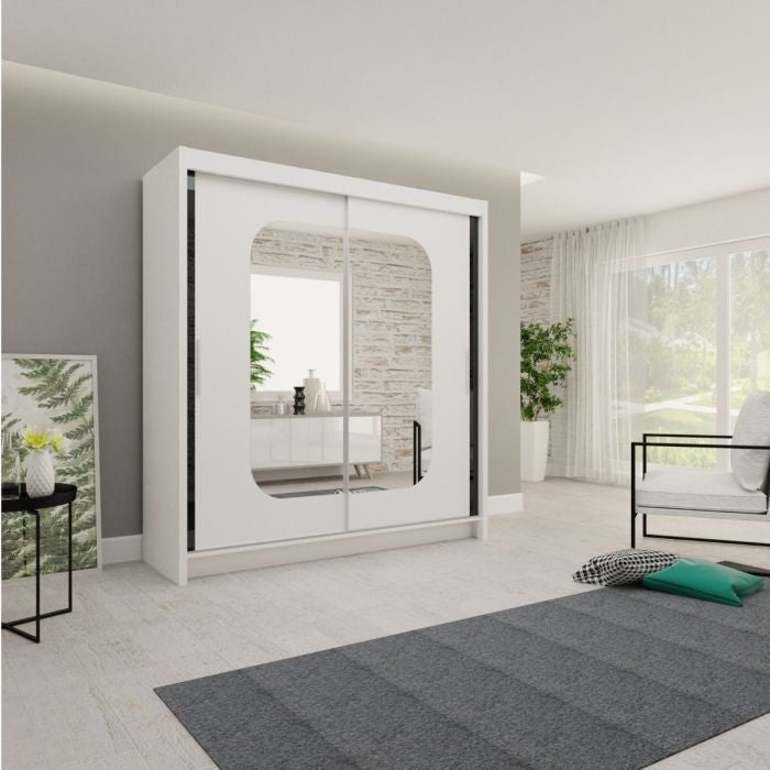 MERICA 120cm white 2-door mirrored sliding wardrobe