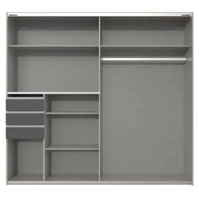 CHOICEWARDROBE SOGO 225cm sliding wardrobe in black two-tone finish with 3 drawers and hanging rail