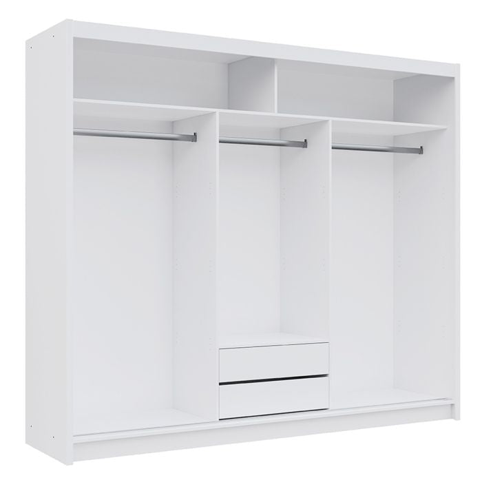Luzern 250cm 3-Door Mirrored Sliding Wardrobe – White – product image 11