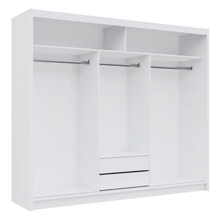 Sliding Wardrobe - LUZERN 3 Door Mirrored Wardrobe White 250cm