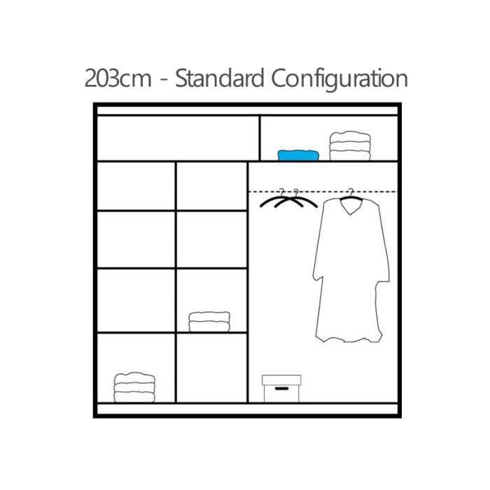 Luzern 203cm 2-Door Mirrored Sliding Wardrobe – White – product image 14