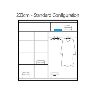 Sliding Wardrobe - LUZERN 2 Door Mirrored Wardrobe White 203cm