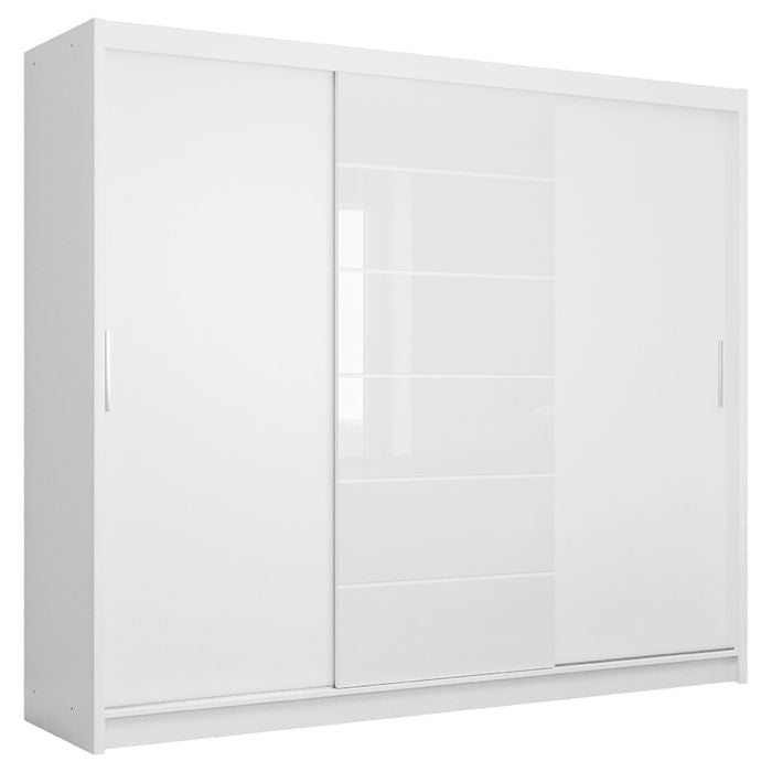 Sliding wardrobe ROTHERHAM 3 door in high gloss white