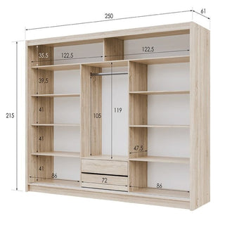 Sliding Wardrobe - MAIDSTONE 2 Door Wardrobe Brown 250cm