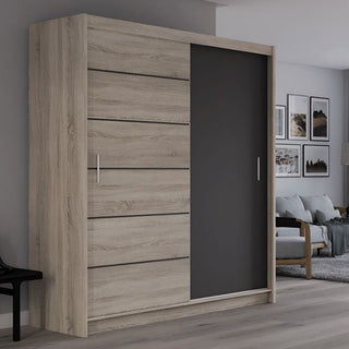 MAIDSTONE 2-door sliding wardrobe in light wood and grey finish