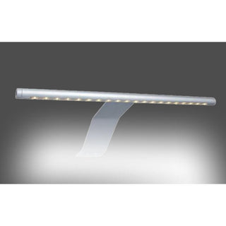 Silver LED wardrobe light bar with translucent curved bracket