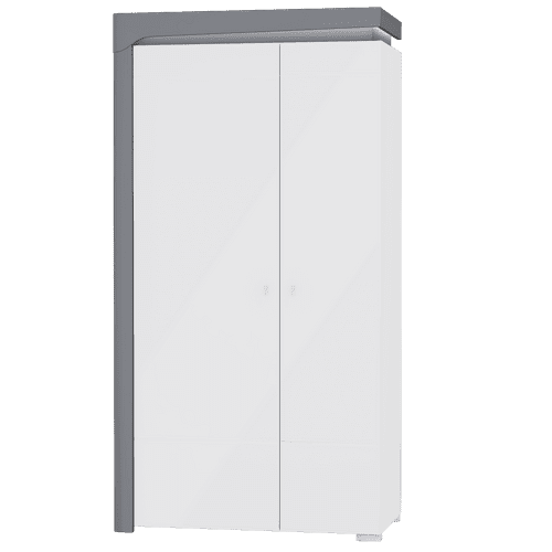 Wardrobe - BARRON 2 Door Wardrobe Grey and White 102cm