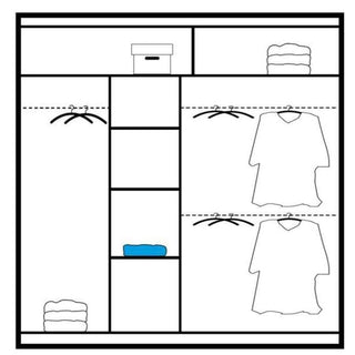 Sliding Wardrobe - BROADLAND 2 Door Mirrored Wardrobe White 203cm