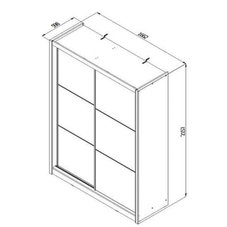 Sonata 2-door sliding wardrobe technical drawing with dimensions 166.2cm W x 215.7cm H x 59.8cm D