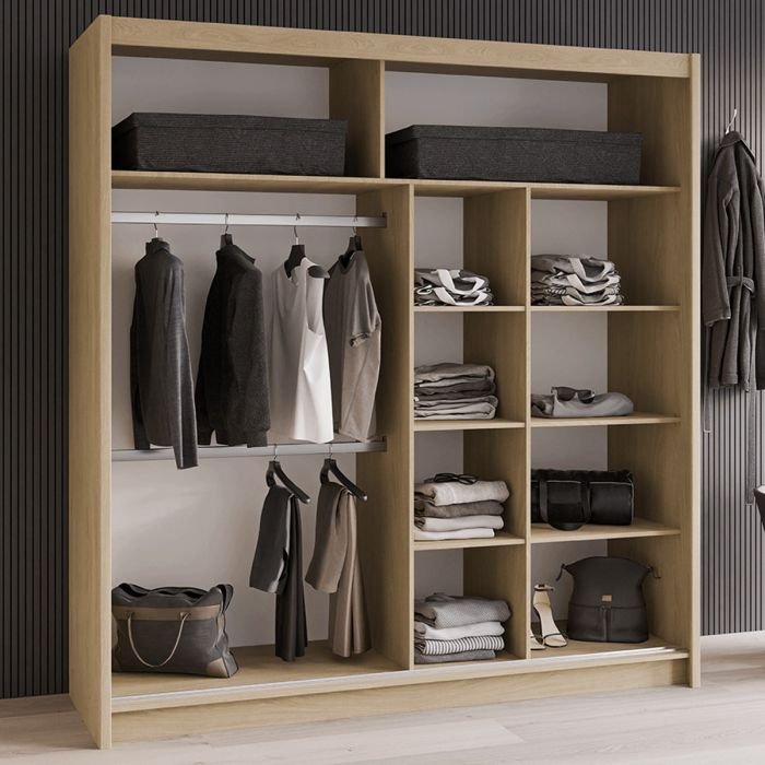 Luzern 203cm 2-Door Mirrored Sliding Wardrobe – Sonoma Oak – product image 11