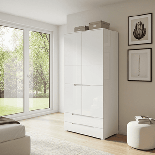 Wardrobe - SARNIA 2 Door Wardrobe White 100cm