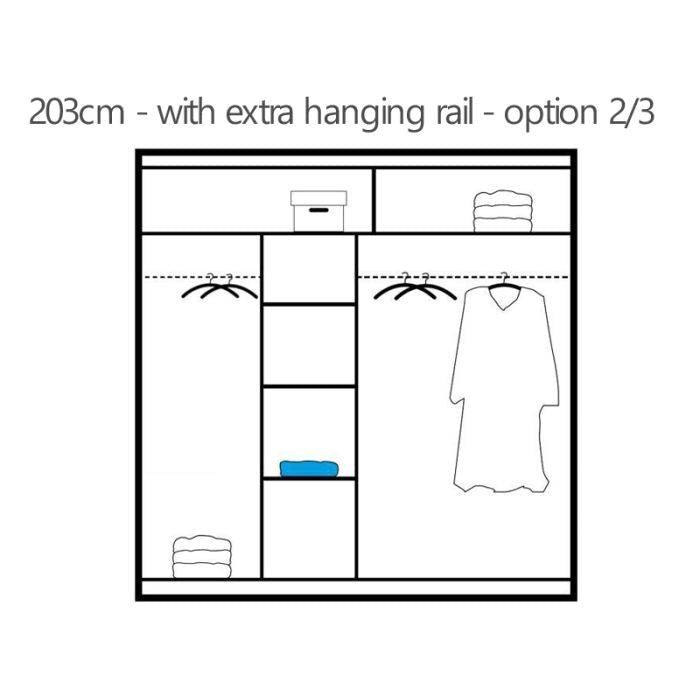 Luzern 203cm 2-Door Mirrored Sliding Wardrobe – White – product image 12