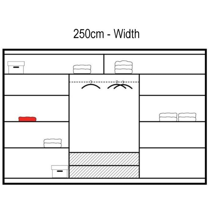 Broadland 250cm 3-Door Mirrored Sliding Wardrobe – Black – product image 13