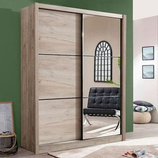 SONATA 2-door sliding wardrobe in Oak Effect with a mirrored door.