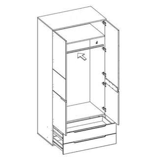 Wardrobe - SARNIA 2 Door Wardrobe White 100cm