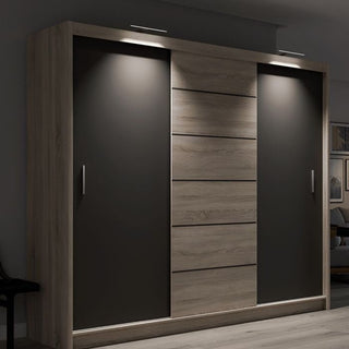 MAIDSTONE 250cm 2 door sliding wardrobe in brown wood effect and lava finish