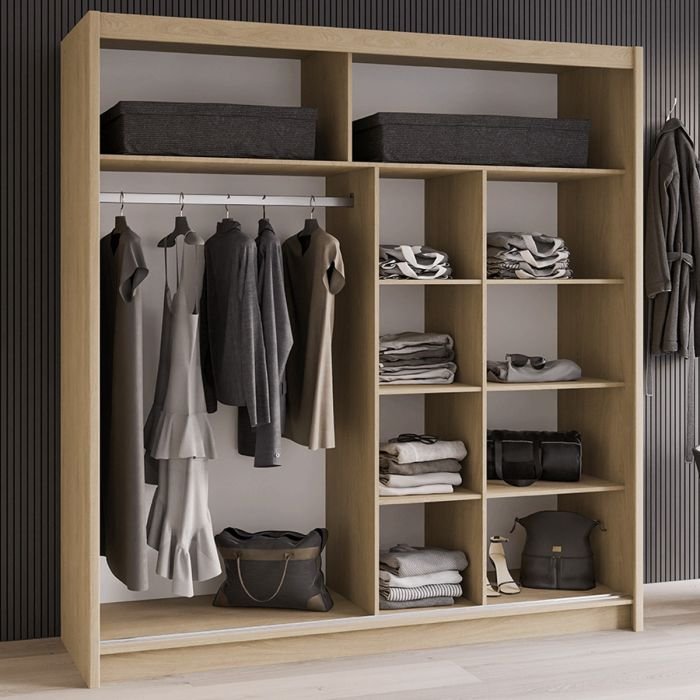 Luzern 203cm 2-Door Mirrored Sliding Wardrobe – Sonoma Oak – product image 12