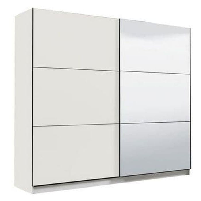 Victoria 220cm 2-Door Mirrored Sliding Wardrobe – White – product image 3